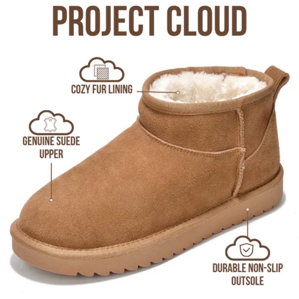PROJECT CLOUD Hippy Women’s Ankle Boots 100% Genuine Suede in Chestnut - Picture 2 of 7